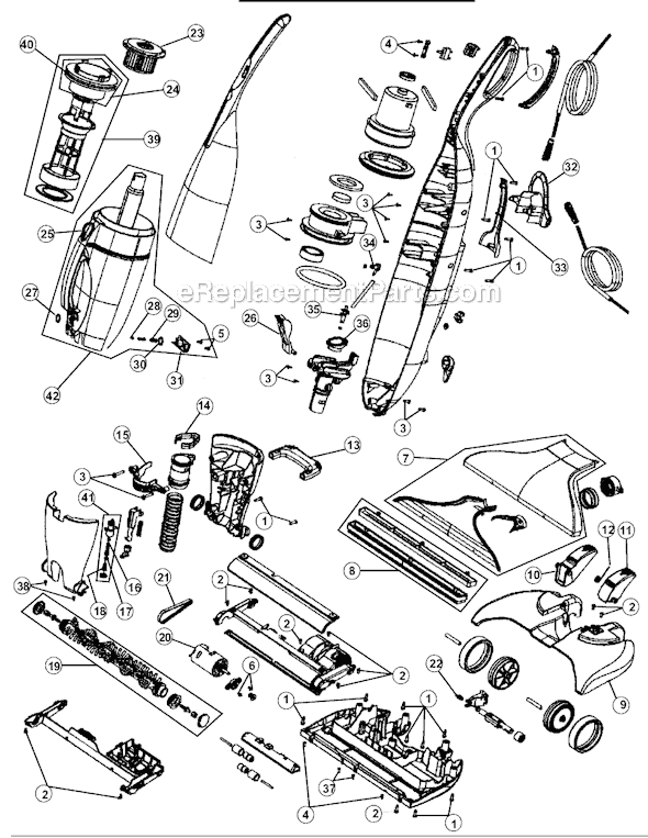 Page A Diagram and Parts List for MCE5500  Dirt Devil Upright Vacuum